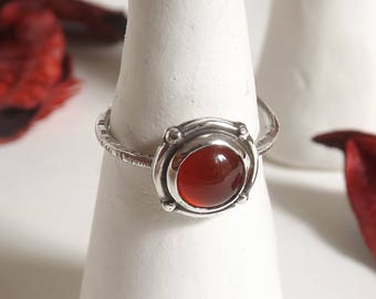 Red carnelian sterling silver ring