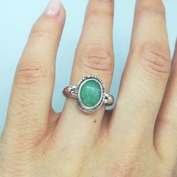 Anel de prata esterlina de aventurina, anel verde mínimo, anel de pedra preciosa virgem, anel de aventurina verde, presente feminino