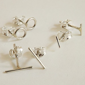 Geometric sterling silver studs, minimal earrings, circle tiny earrings, Bar Earrings, simple stud earrings silver, Minimalist Earrings