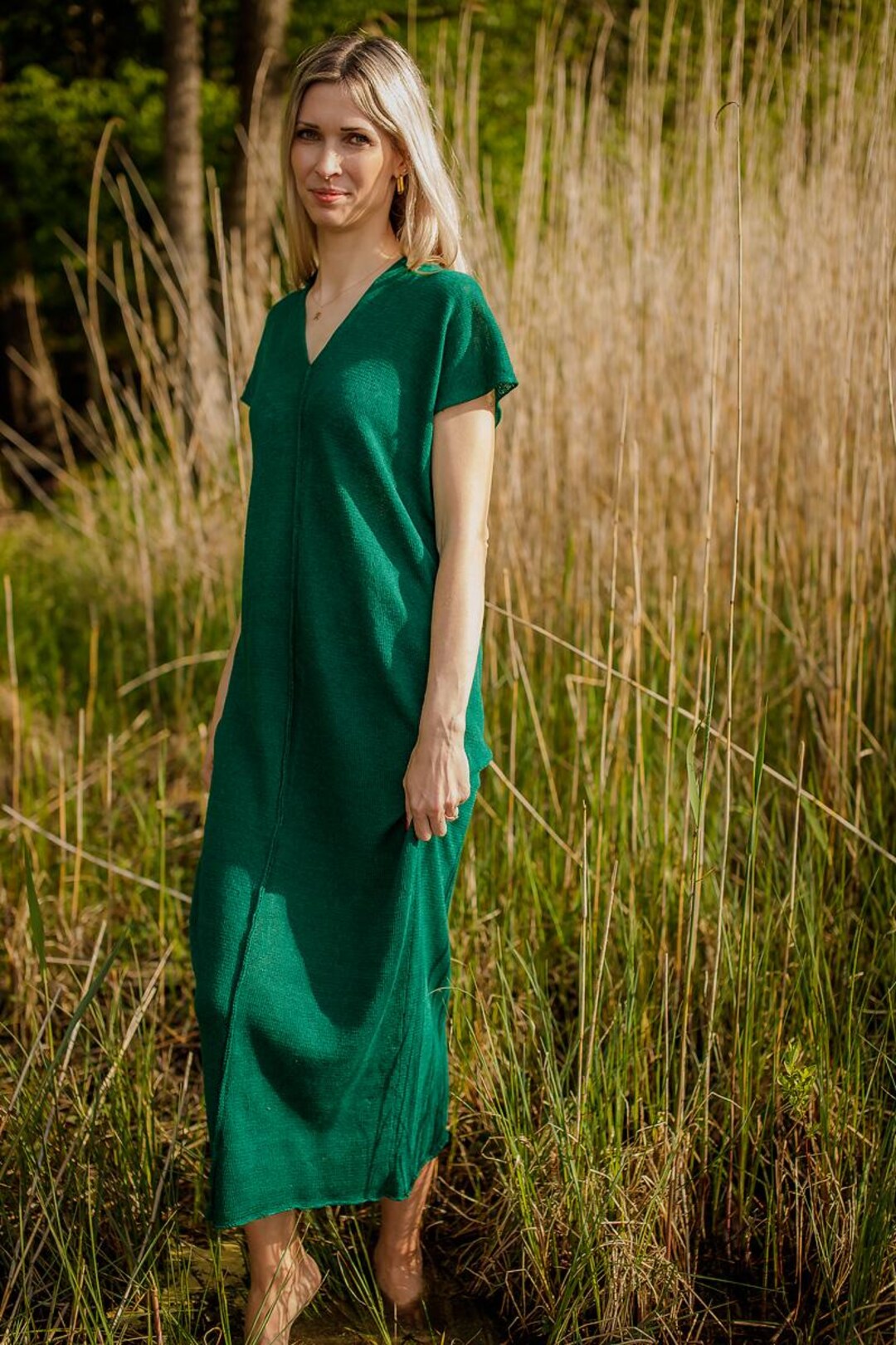 emerald green linen dress Mango linen mix short sleeve midi dress in emerald green