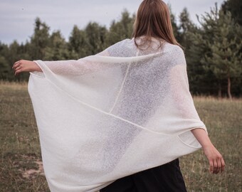 Woman Cardigan for Summer, Knitted Poncho Cardigan, Orversized Wrap Cardigan, Mohair Poncho