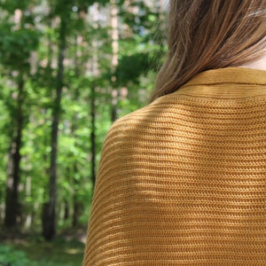 Yellow Alpaca Wool Cardigan, Wrap Sweater with Puffy Sleeves, Oversized Cardigan for Women, Light Summer Sweater image 8