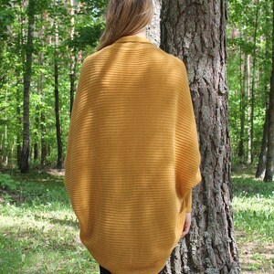 Yellow Alpaca Wool Cardigan, Wrap Sweater with Puffy Sleeves, Oversized Cardigan for Women, Light Summer Sweater image 6