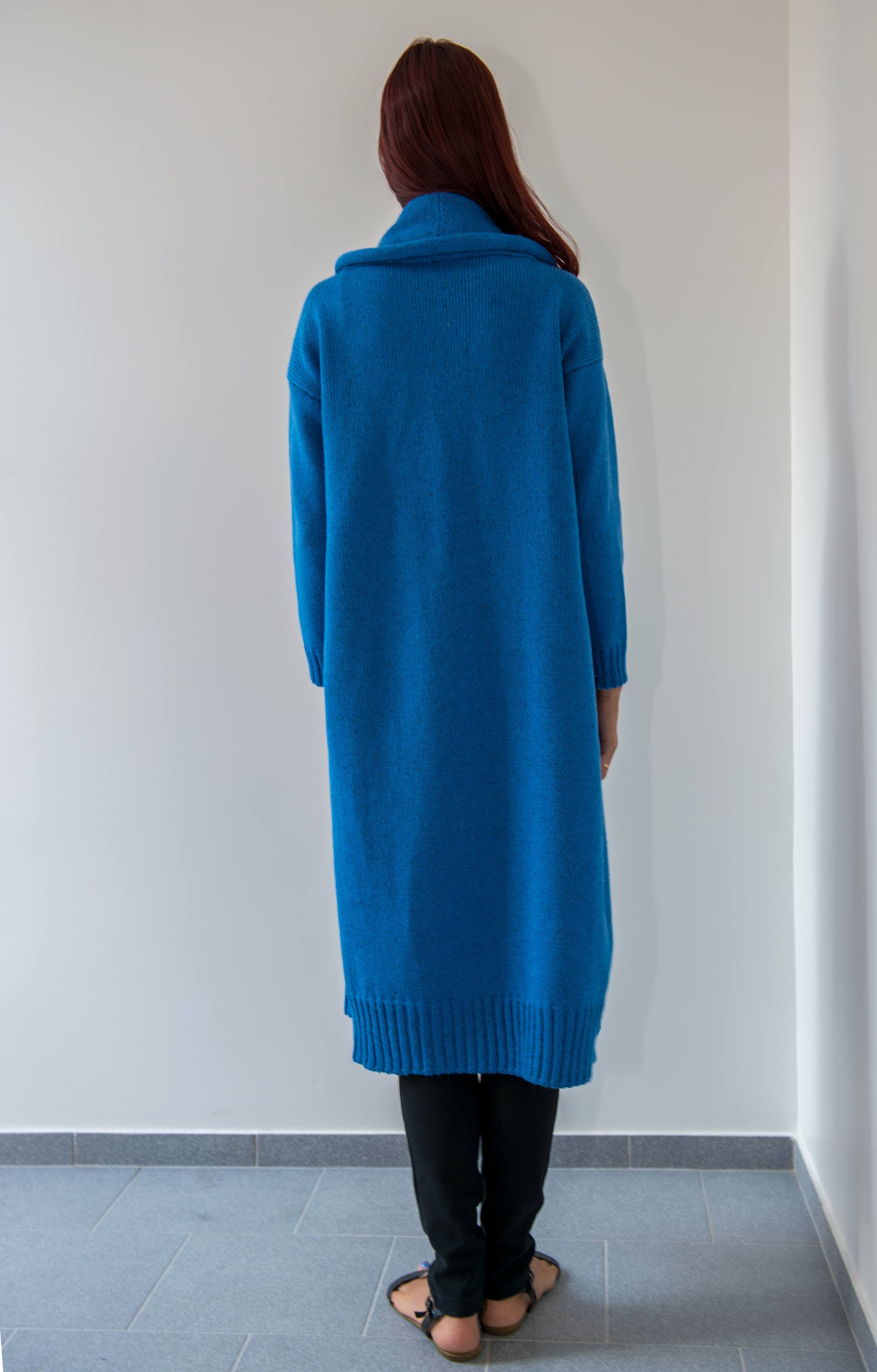 Knitted Maxi Cardigan for Women Long Blue Cardigan Oversized Etsy