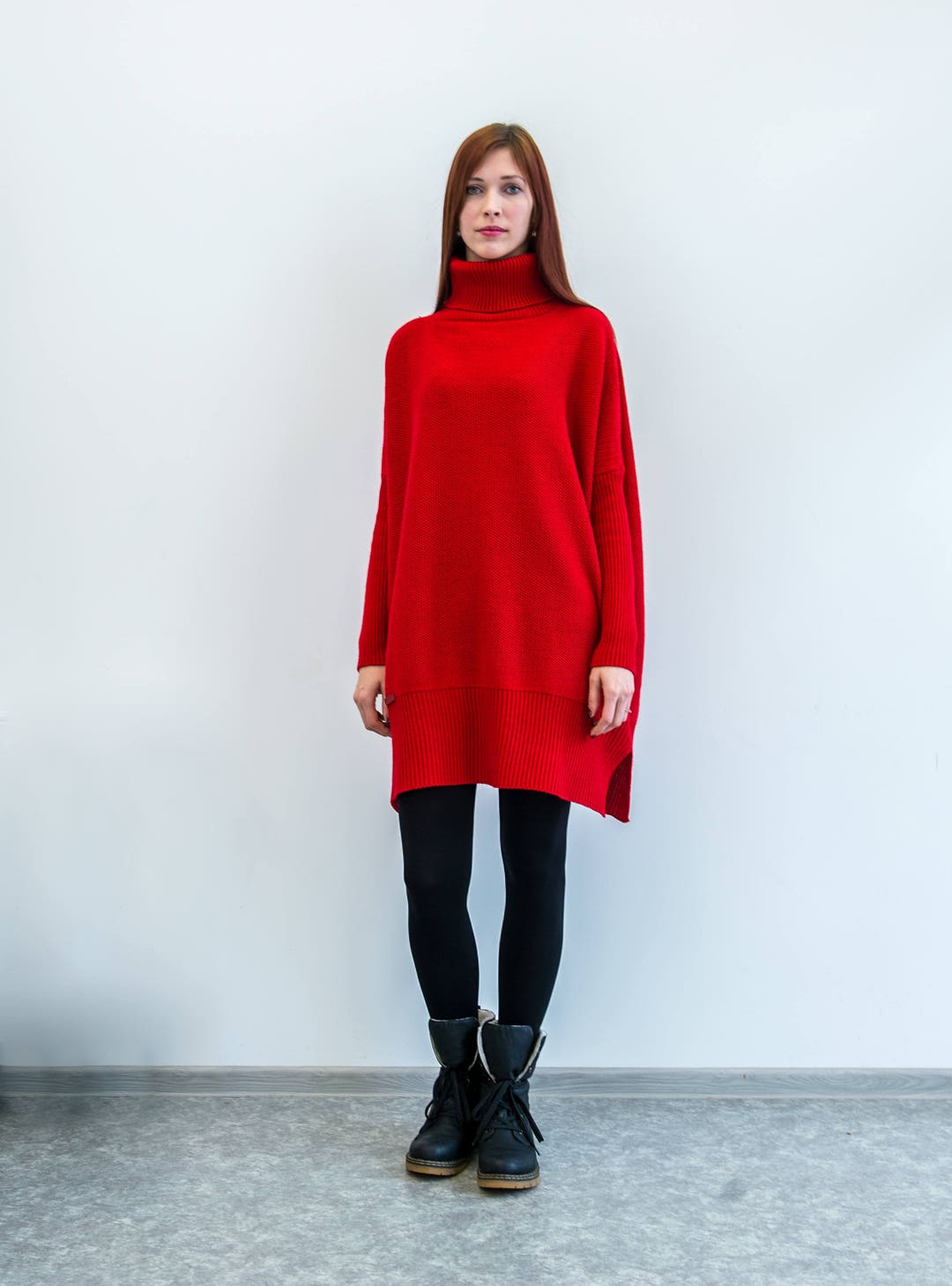 Oversized 100% Wool Turtleneck Sweater