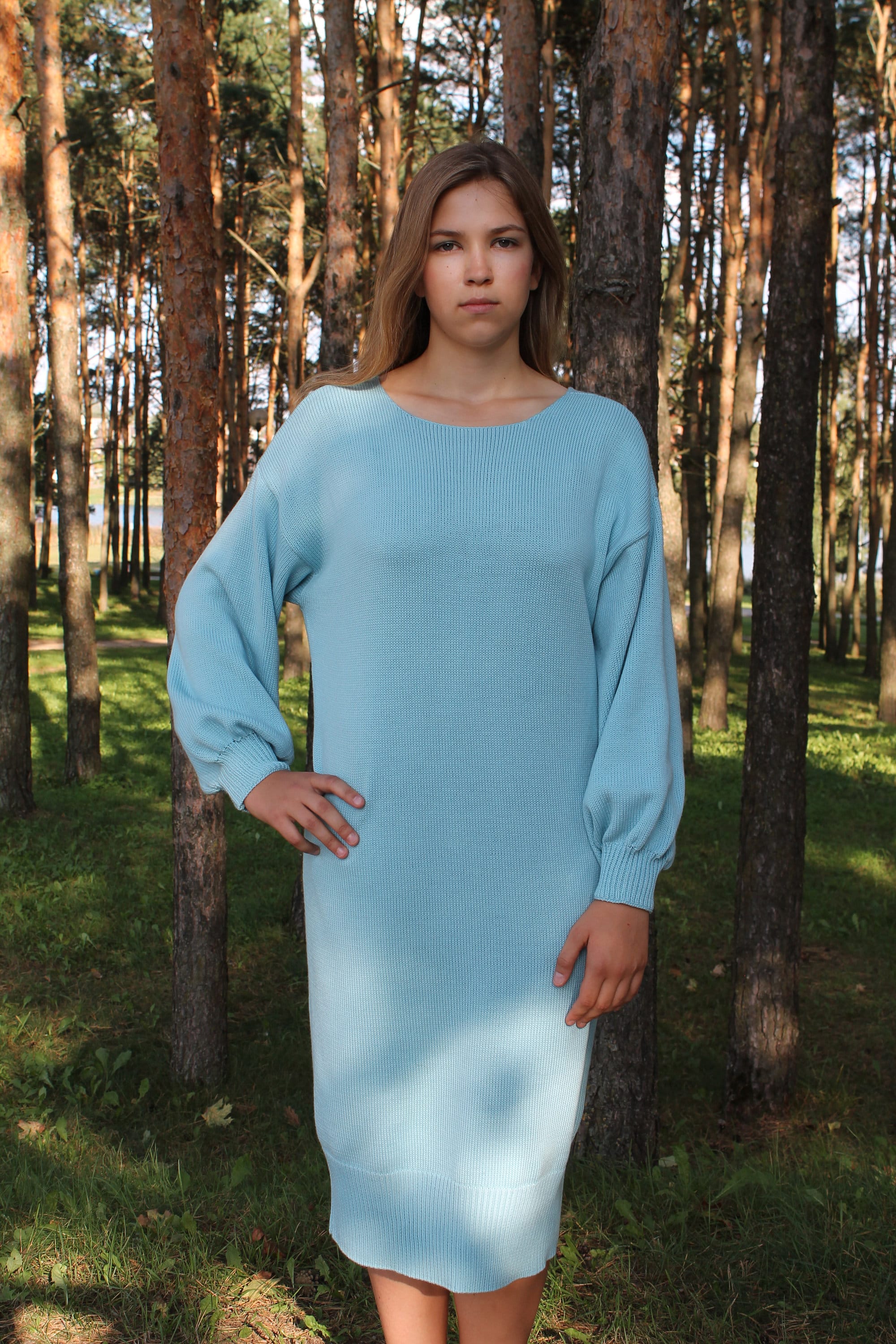 Light blue store wool dress