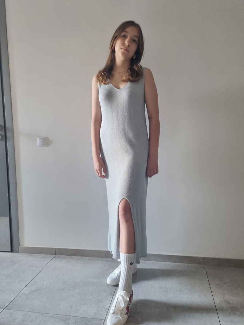 Woman linnen Dress, Merino Midi Dress, Long Knitted dress for Women, Lithuanian Knit dress image 4