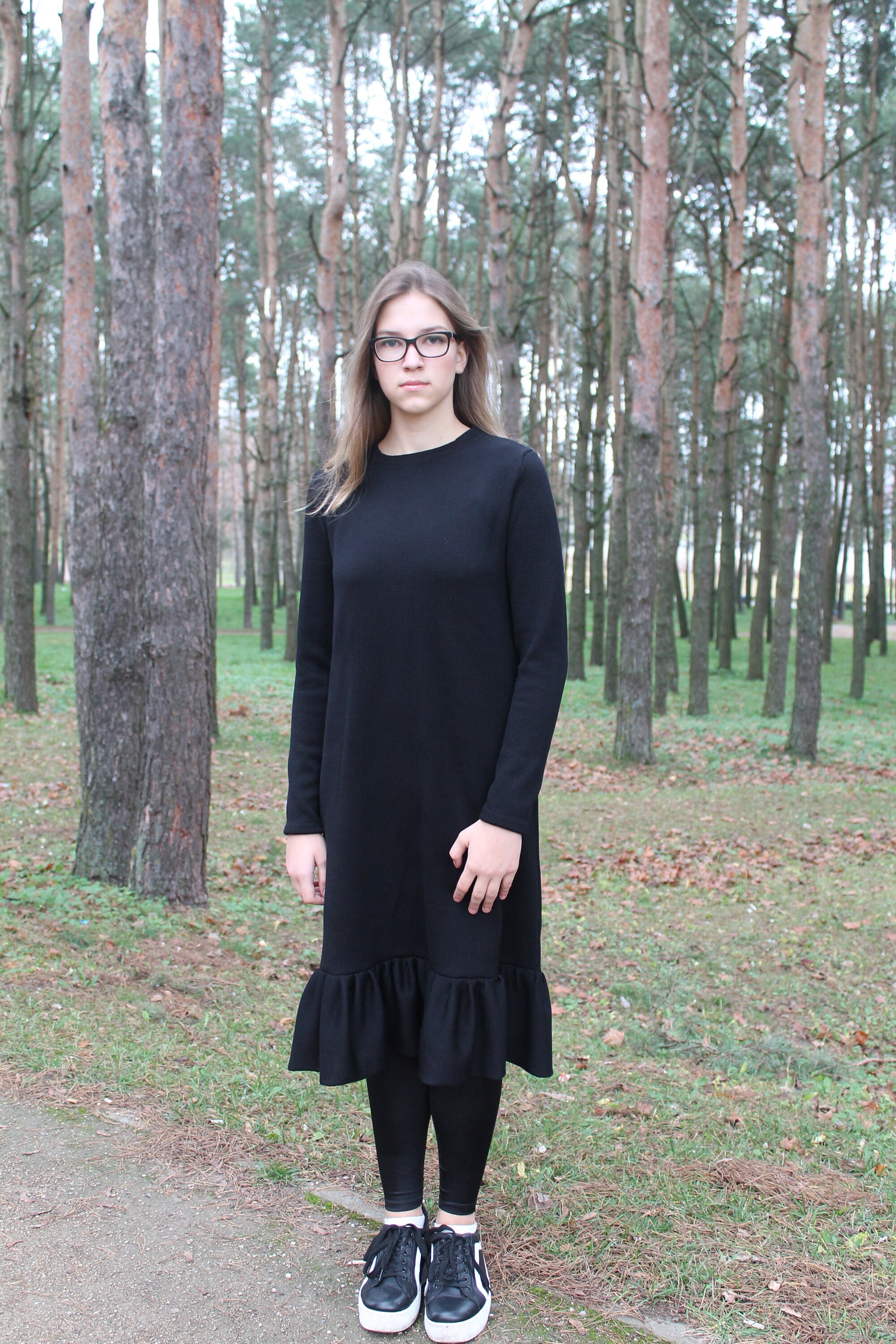 Black woolen dress top