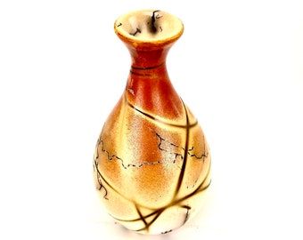 Kleine handgemachte Keramikvase / Weiss-orange Dekovase / handgemachte Raku-Vase / Keramikvase für das Haus / Dekovase für die Trockenblumen