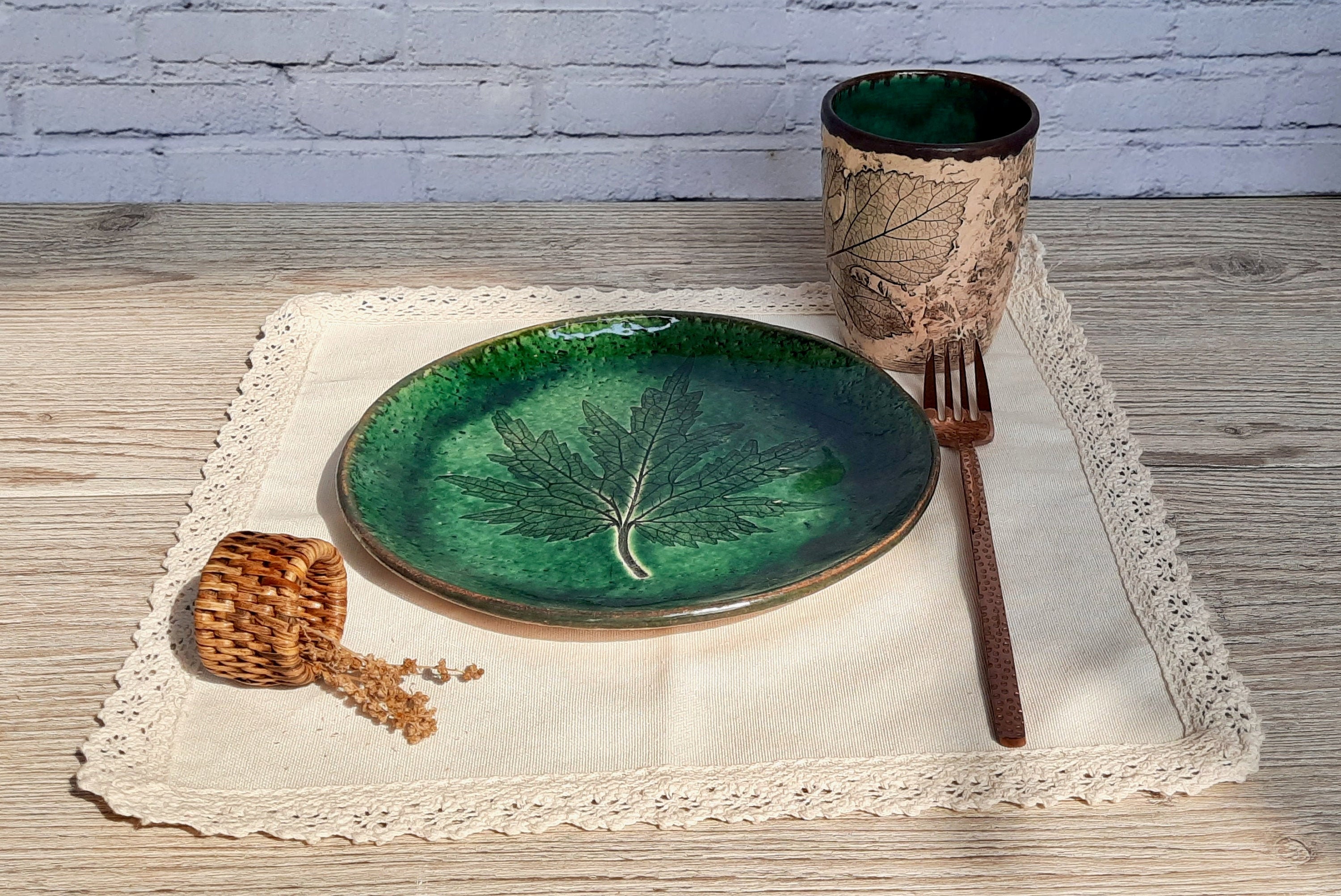 Ceramic plates 8 '.Handmade green plates for 346 persons Etsy