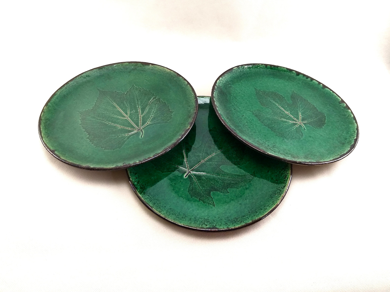 Glossy Green Ceramic Plates 11 'Handmade for 3 4 6 Etsy
