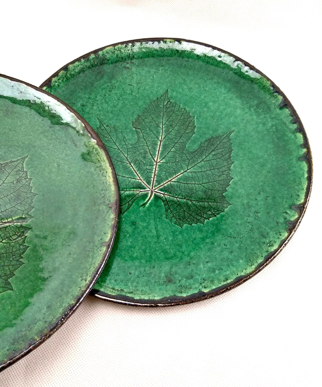 Glossy Green Ceramic Plates 11 Inch / Handmade Ceramic Plates / Dinner