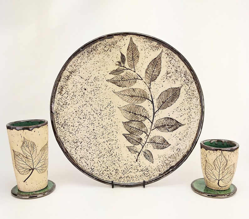 Large ceramic serving tray 13.4 inch Round platter Serving Etsy