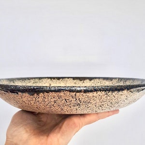 10 Inch Beige Ceramic Fruit Bowl / Handmade Ceramic Bowl / Salad Bowl / Large Pottery Bowl / Housewarming Birthday Gift