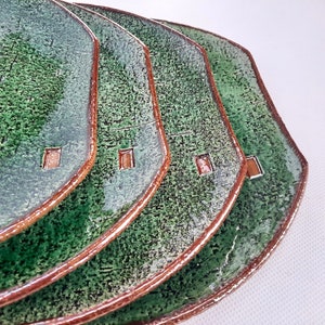 11 Inch Handmade Ceramic Plate/ Rustic Green Plate/ Housewarming Gift/ Birthday Gift image 1