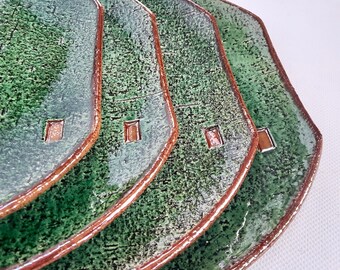 11 Inch Handmade Ceramic Plate/ Rustic Green Plate/ Housewarming Gift/ Birthday Gift