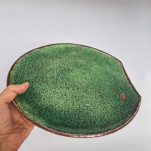 11 Inch Handmade Ceramic Plate/ Rustic Green Plate/ Housewarming Gift/ Birthday Gift image 3