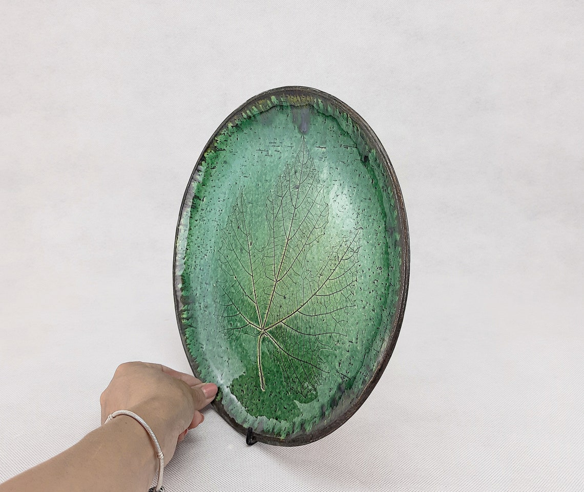 Glossy Green Ceramic Plates 11 'Handmade for 3 4 6 Etsy