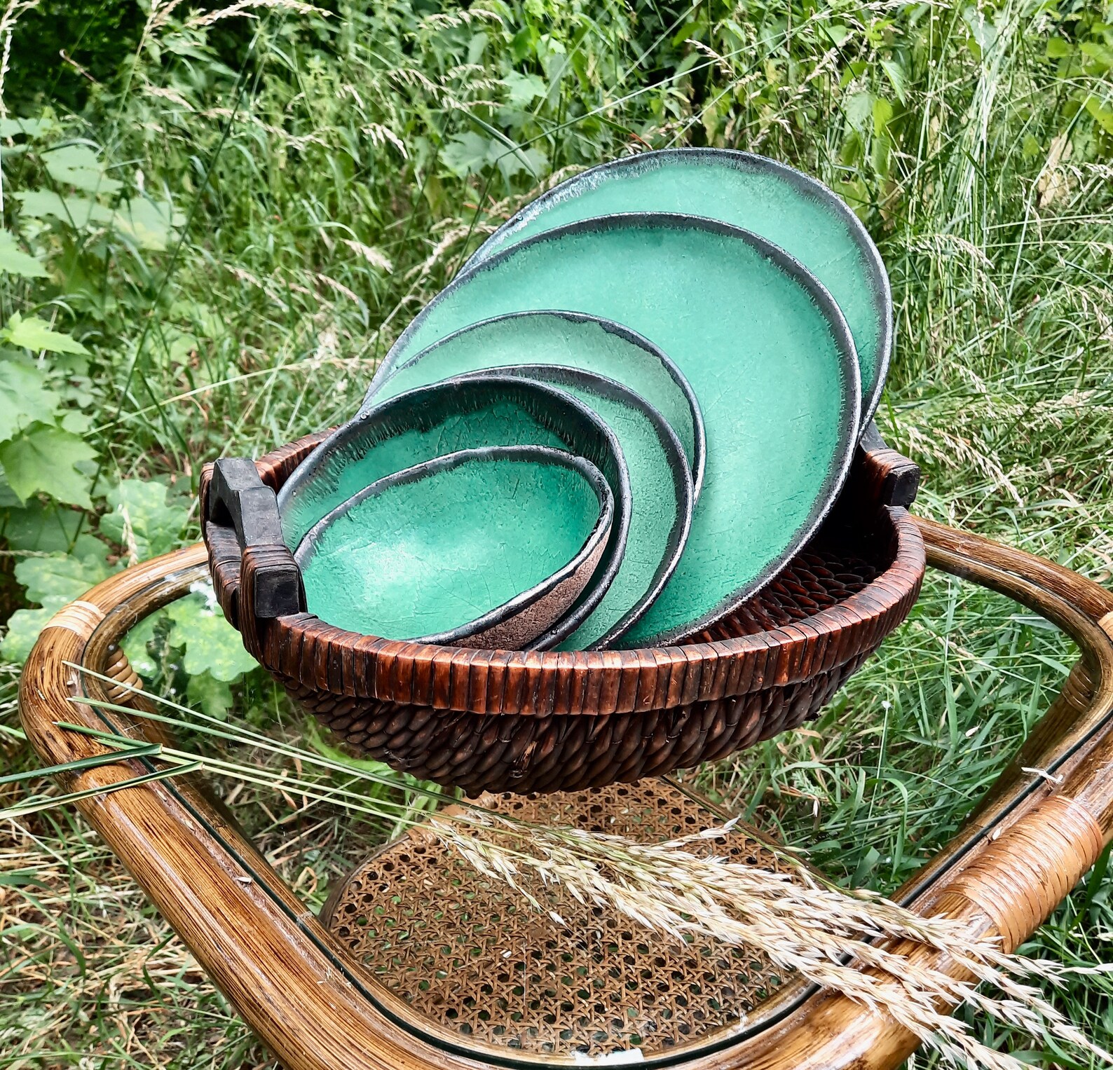 Turquoise Ceramic Plates 8 '/handmade Plates for 2 4 6 Etsy