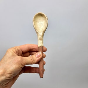 Ceramic kitchen spoon, Original farmhouse spoon, rustic pottery spoon, clay soup spoon, country utensils, Handmade spoon Beige