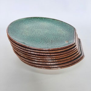 11 Inch Handmade Ceramic Plate/ Rustic Green Plate/ Housewarming Gift/ Birthday Gift image 7
