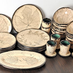 Handmade Holiday Ceramic Tableware Set / Ceramic dinnerware set for 2 4 6  People / Rustic Style Plates / Dinner Plates, Bowls and Cups Set