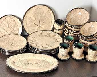 Handmade Holiday Ceramic Dinnerware Set / Ceramic Dinnerware Set for 2 4 6 8 Persons/ Rustic Plates