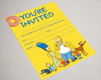 The Simpsons invitations simpson party invites children birthday kids Children party invites
