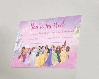 Disney princess invitations pink party invites children birthday girls kids