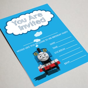 THOMAS the TANK ENGINE invites birthday party invitations children boys kids -  come with envelopes