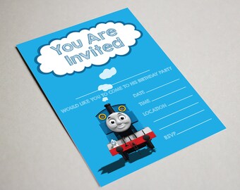 THOMAS the TANK ENGINE invites birthday party invitations children boys kids -  come with envelopes