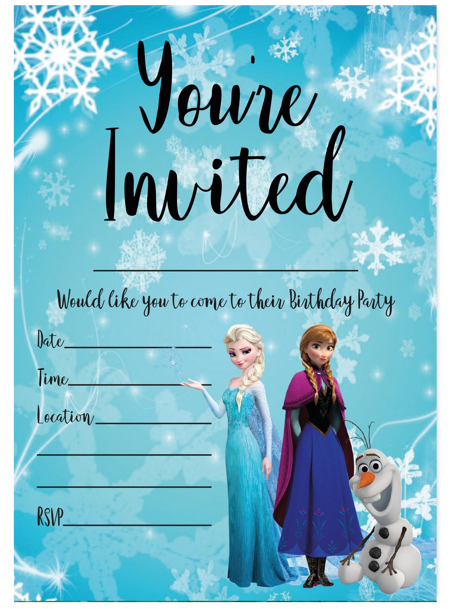 FROZEN BIRTHDAY PARTY Invitations Disney Princess Anna and Etsy UK