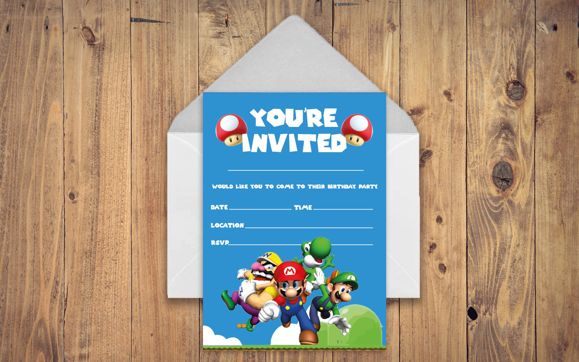 SUPER MARIO INVITATIONS Birthday Party Invites Children Kids Etsy UK
