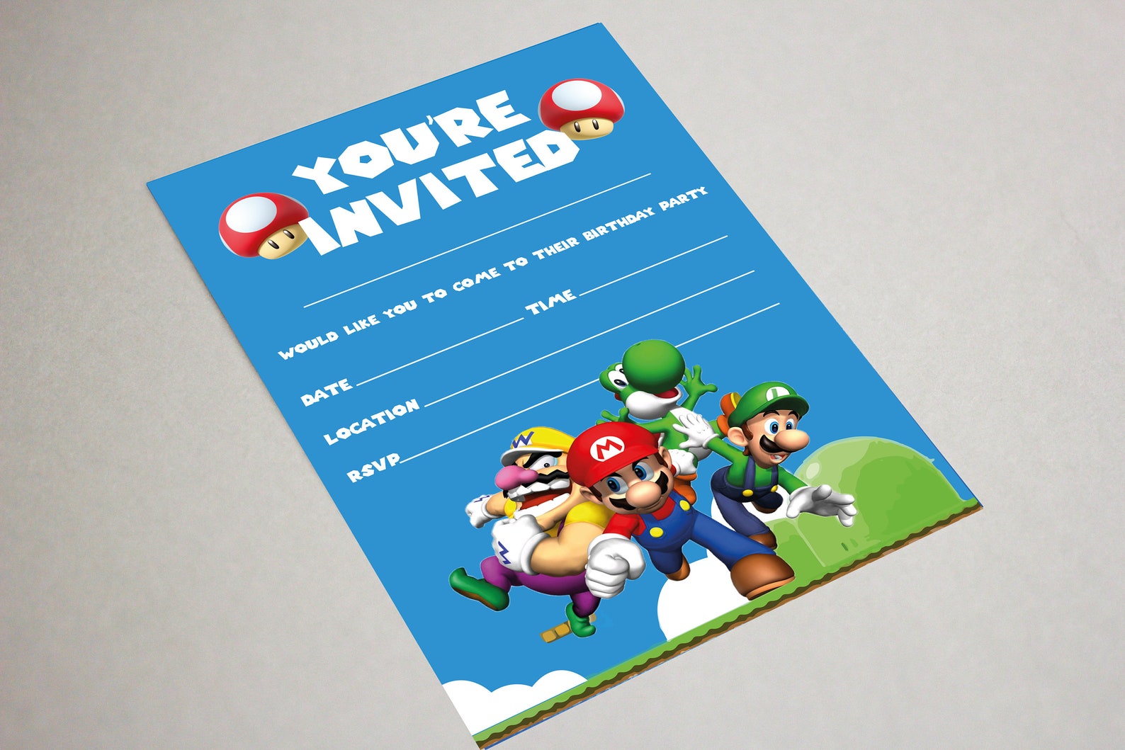 SUPER MARIO INVITATIONS Birthday Party Invites Children Kids Etsy UK
