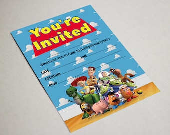 Toy Story theme birthday party invitations kids invites children woody buzz - come with envelopes