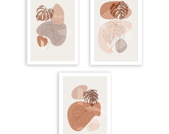 Boho Set of 3 Prints All Sizes Poster Wall Art Modern Bedroom Living Room Boho Modern Art
