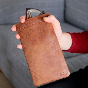 Custodia a scatto per occhiali personalizzata in pelle vintage