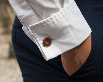 Gemelos de cuero regenerado con iniciales personalizadas para hombre / Regalo perfecto para bodas