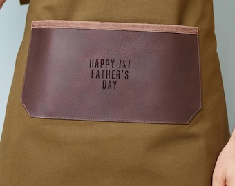Personalised Leather & Canvas BBQ Apron Gift for Him