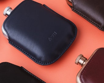 Steel Hipflask With Personalised Leather Sleeve Gift