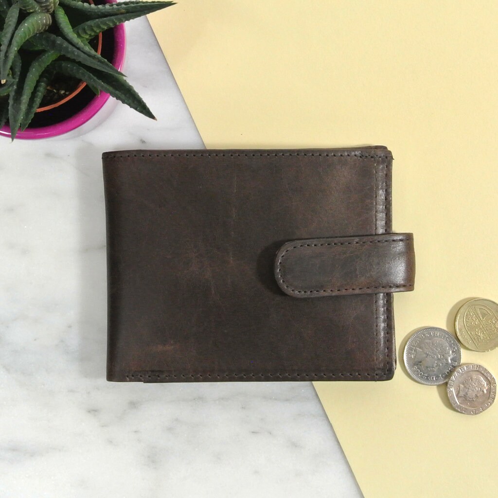 Personalised Vintage Leather Bi-fold Wallet | Etsy