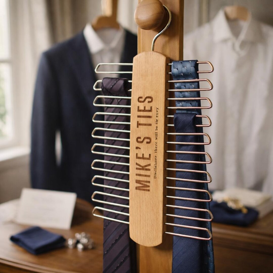 Unique Tie Rack Personalised Wooden Tie Rack Hanger Gift for Him - Etsy Australia