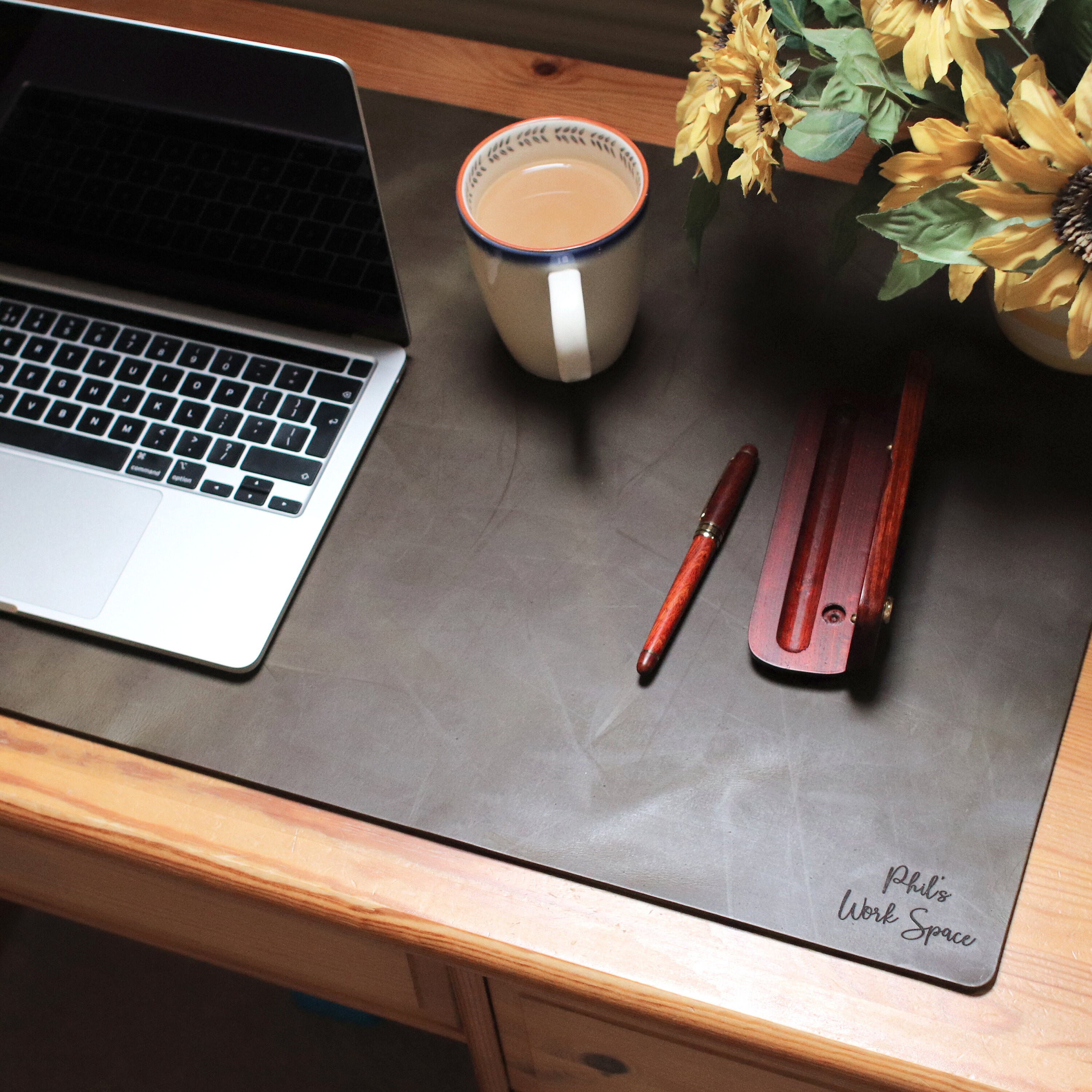 Bonded Leather Personalised Initials Desk Mat *6 CUSTOM DESIGNS* - Etsy UK