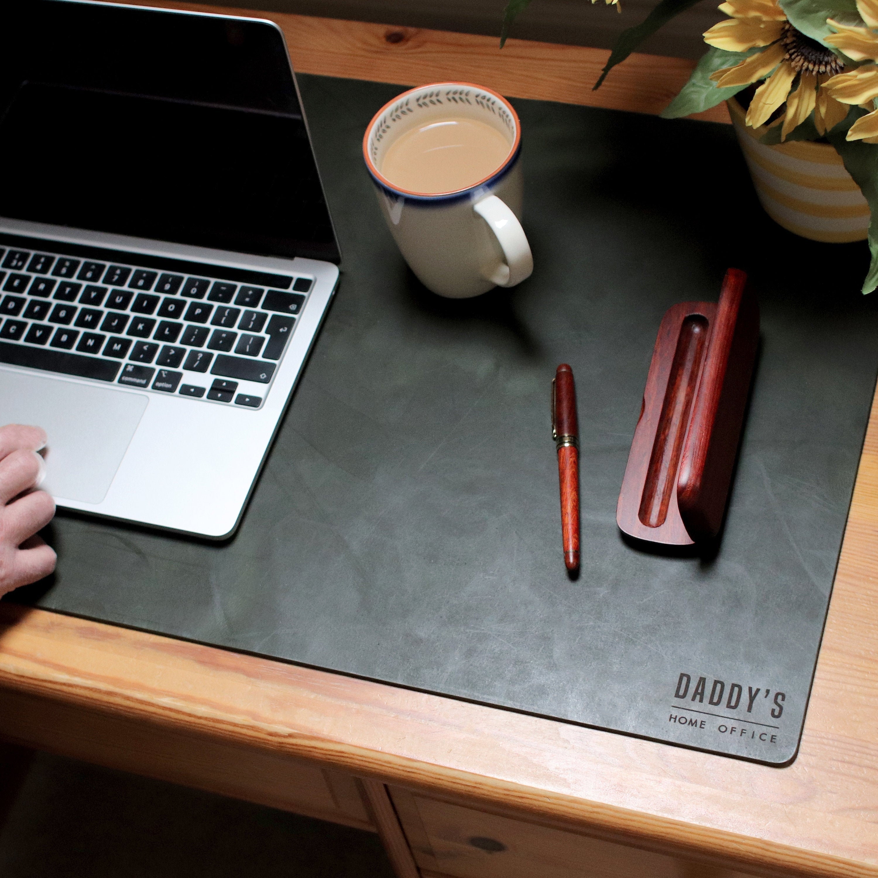 Recycled Vintage Leather Personalised Desk Mat By The British Belt Company