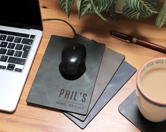 Personalised Mini Vintage Leather Mousepad for Bluetooth Small Mice *5 CUSTOM DESIGNS*