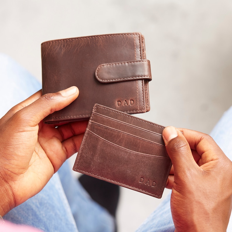Cartera de cuero vintage y tarjetero / Regalo perfecto para el Día del Padre, un gran regalo para papá o abuelo imagen 1