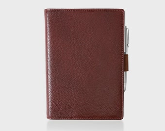 Personalised premium grainy leather notebook cover with lined insert