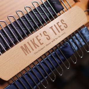 Personalised Wooden Tie Rack Hanger image 5