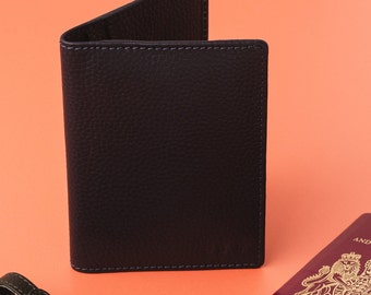 Personalised Leather Passport Holder, Pebble Grain Travel Gift