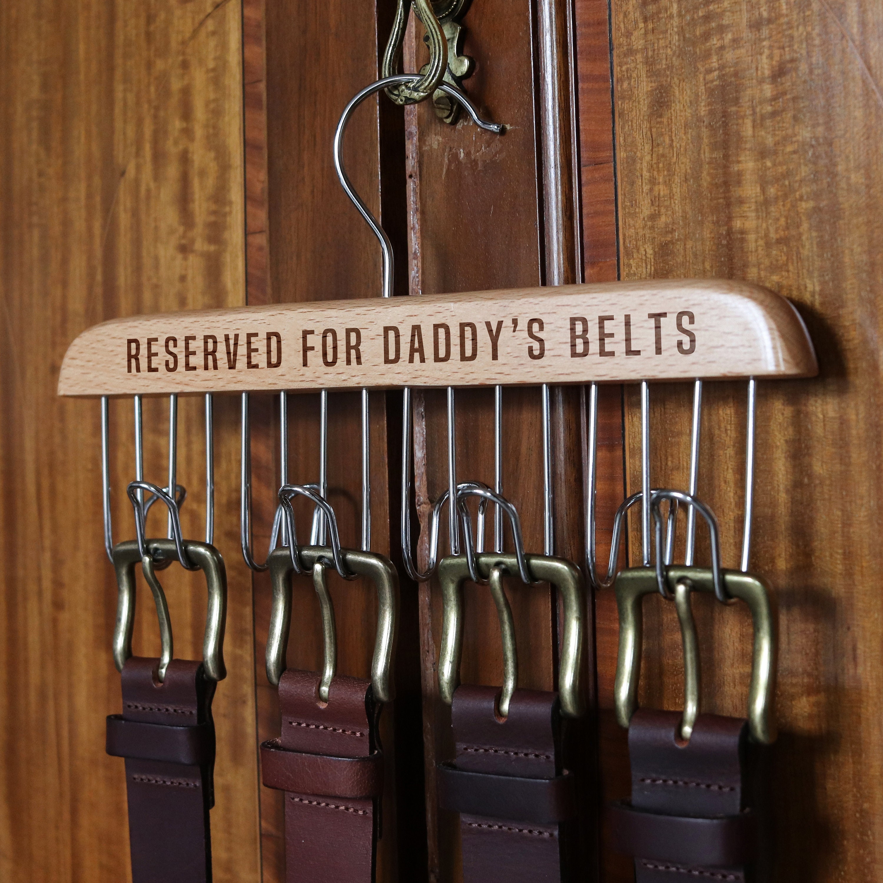 Personalised Wooden Belt Rack Hanger Organiser Etsy